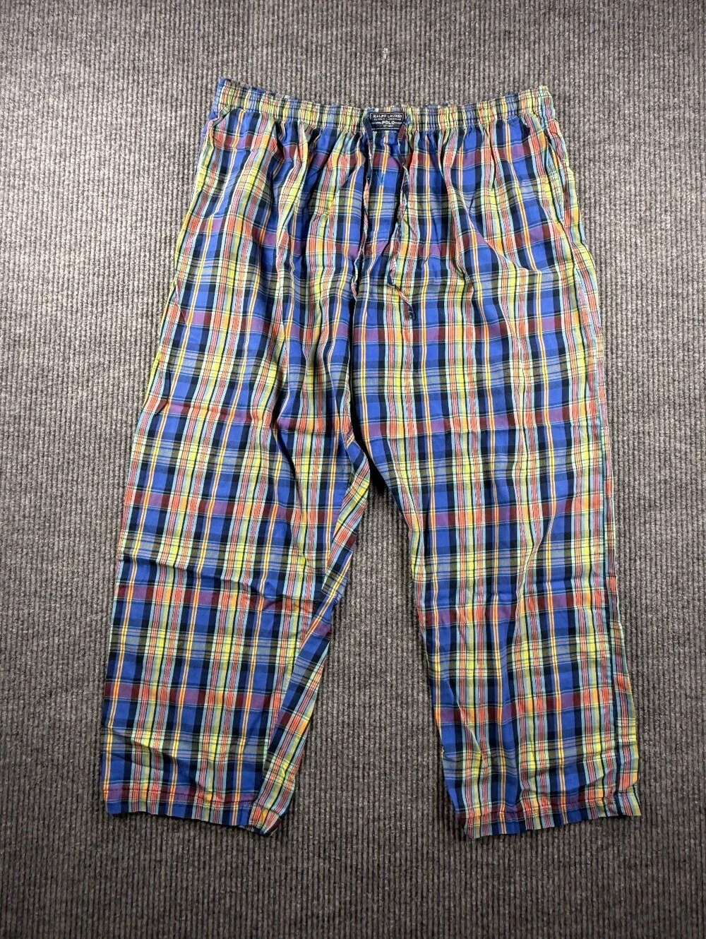 Polo Ralph Lauren Pajama Pants Mens XL Multicolor Plaid Drawstring Preppy Cotton